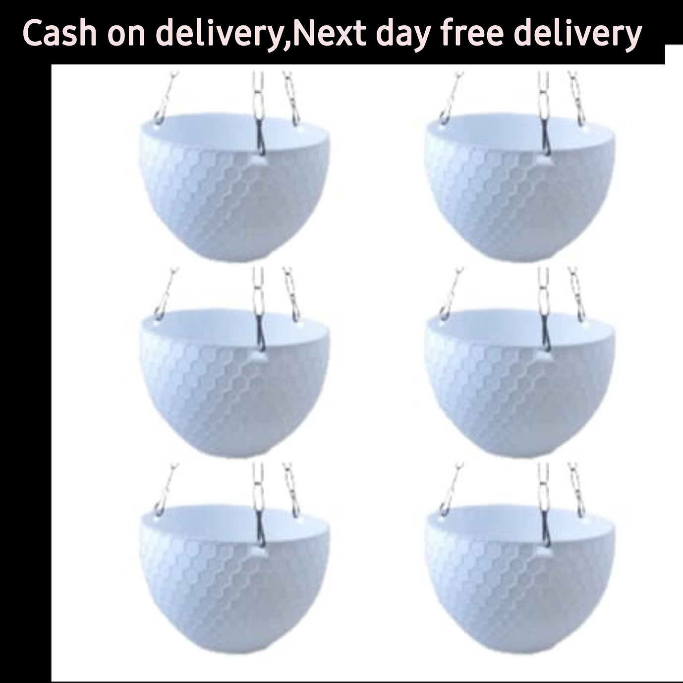 (Set of 6) 6×4 inch white hanging basket Plantncr