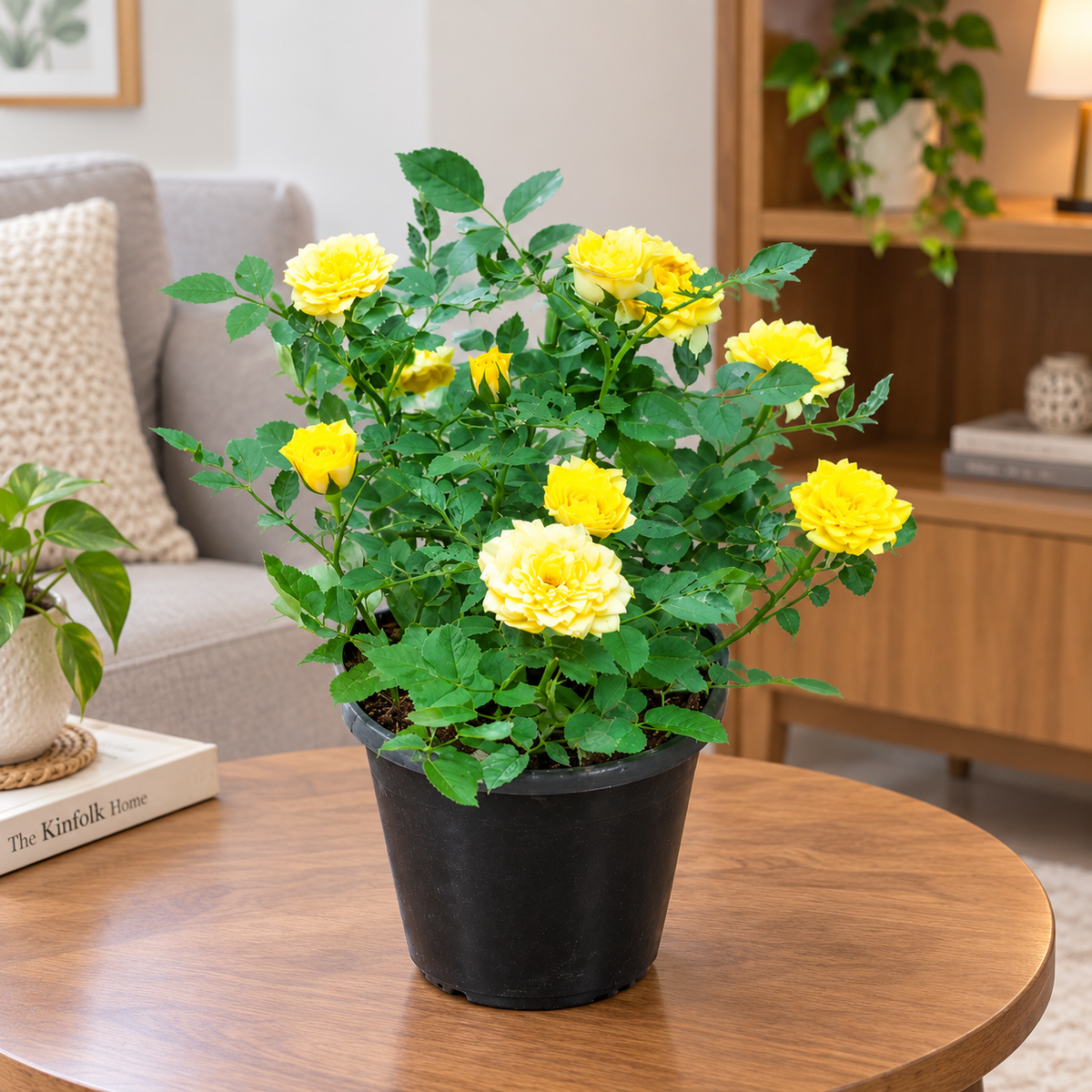 Yellow Rose plant in 6 inch nursery pot