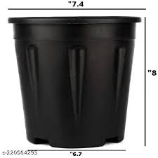 8 inch black plastic pot Plantncr