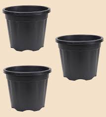 (Set of 3) 8 inch black plastic pots (Copy) Plantncr