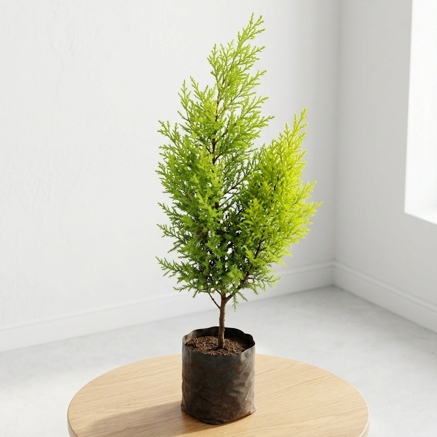 lemon cypress goldcrest plant in pot indoor outdoor decor  
fragrant cypress plant for home balcony decoration  
cupressus macrocarpa goldcrest small tree in pot  
decorative evergreen cypress plant india